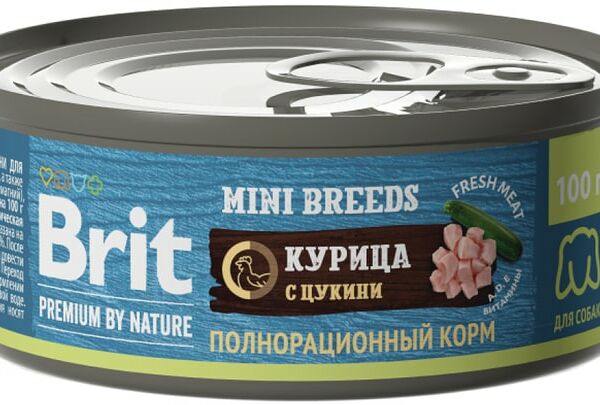 Влажный корм для собак Brit Premium by Nature с курицей и цукини для мелких пород 100г