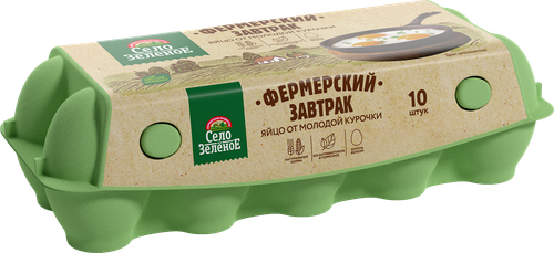 

Яйца куриные Село Зелёное Фермерский завтрак С2 10 шт 500 г цвет в ассортименте