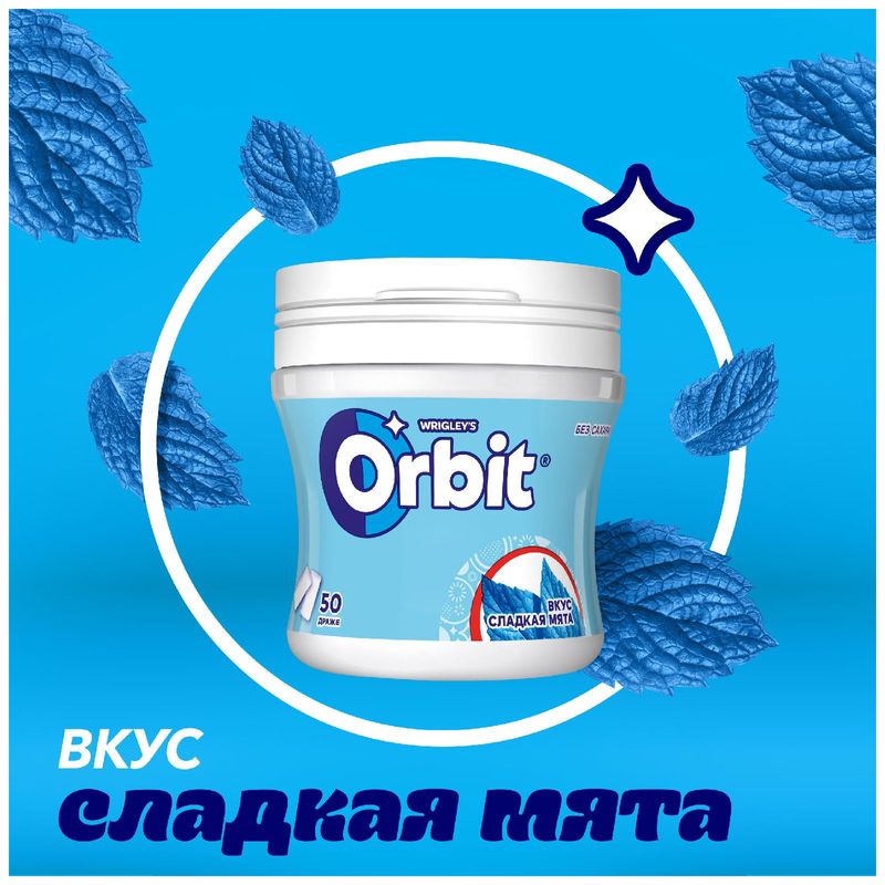 

Жевательная резинка Orbit Сладкая мята, 54.4 г