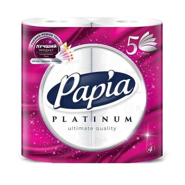 Туалетная бумага Papia Pure&Soft Белая 5-сл 4 шт