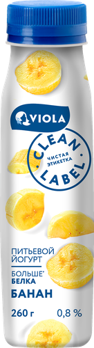 

Йогурт питьевой Viola Clean Label с бананом 0.8%, 260 г