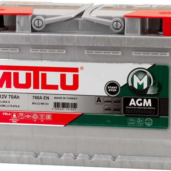 Аккумулятор MUTLU AGM M1 70 Ач 760 А обратная полярность
