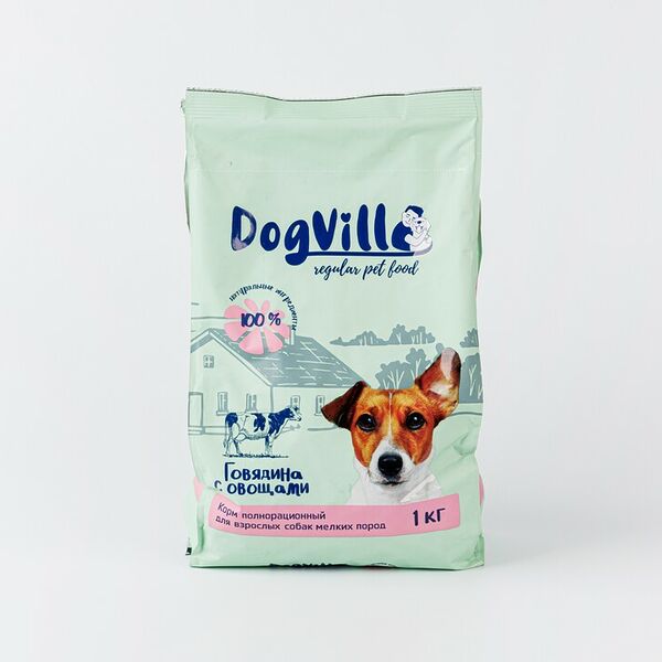 Корм сухой для взрослых собак мелких пород с говядиной и овощами DogVill, 1 кг