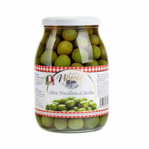 Оливки Antica Napoli Ночеллара стеклянная банка 1016 г