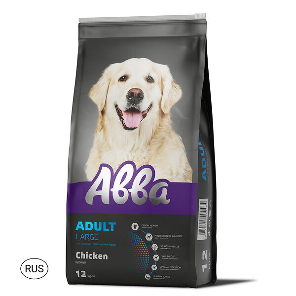 Premium Adult Large сухой корм Aвва для собак крупных пород старше 1 года, с курицей, 12 кг