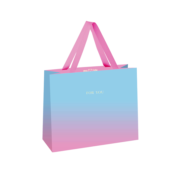 Пакет подарочный Meshu Duotone Light blue-Pink gradient 32х26х12 см матовая ламинация