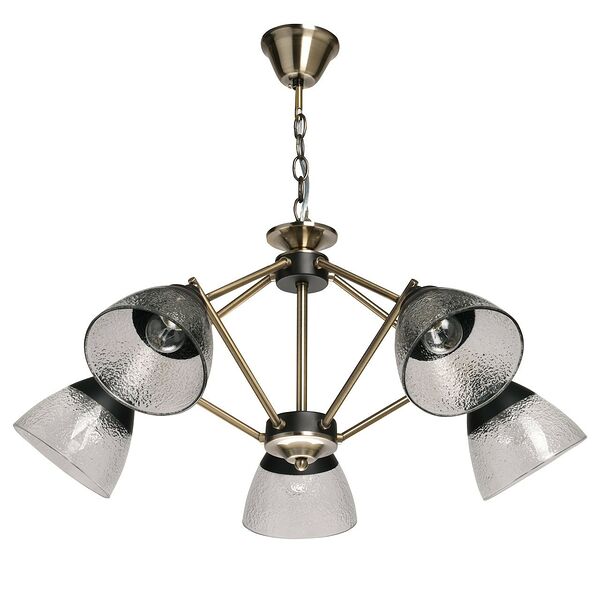 Люстра Дэла, Е27, 60 Вт, бронза, двухцветные плафоны 26х67 см