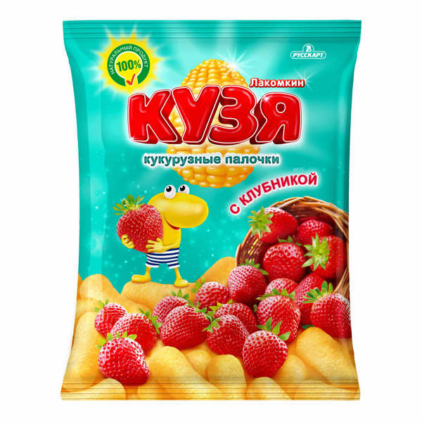 Палочки кукурузные Кузя Лакомкин со вкусом клубники 100г