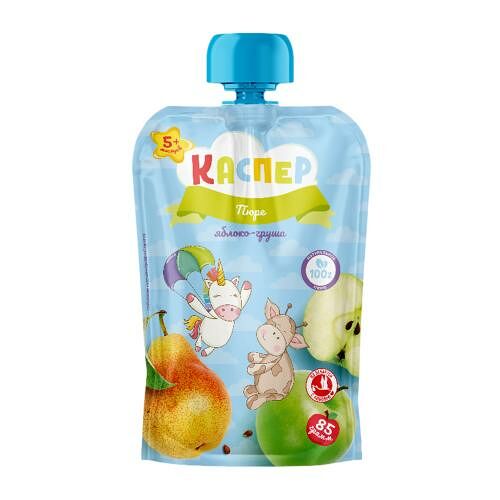 Пюре детское Каспер Яблоко-груша с 5 месяцев, 85 г