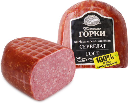 

Колбаса варено-копченая Ближние Горки Сервелат 500 г