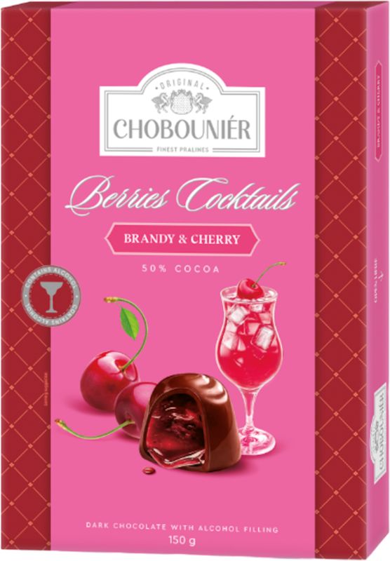 

Конфеты Шобунье вишня и бренди в темном шоколаде 150 г