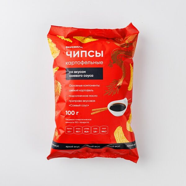 Чипсы картофельные со вкусом соевого соуса (рифленые)