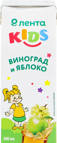 

Сок Лента Kids Виноградно-яблочный восстановленный осветленный, 200 мл