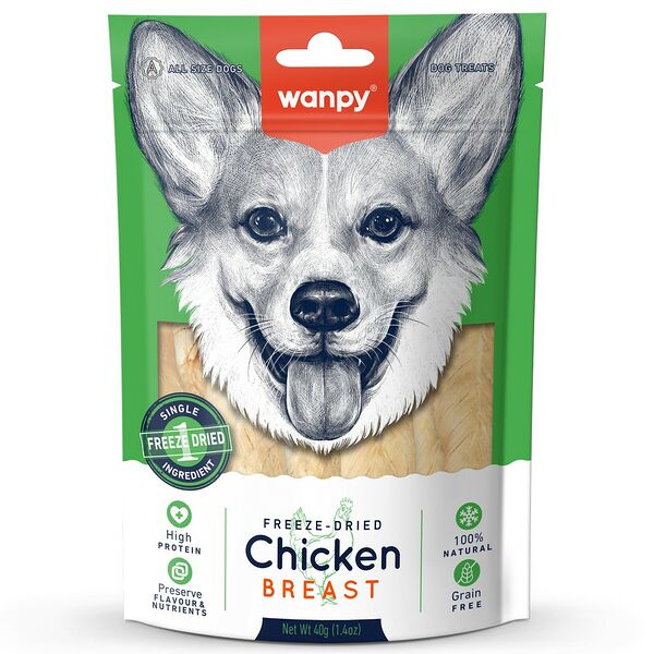 Лакомство для собак Wanpy Dog сублимированное Куриная грудка, 40г