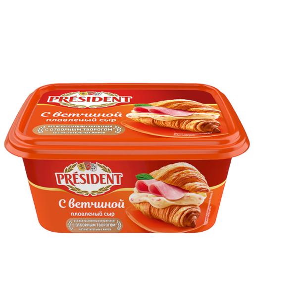 Сыр плавленый President Сливочный с ветчиной 45% БЗМЖ 400 г