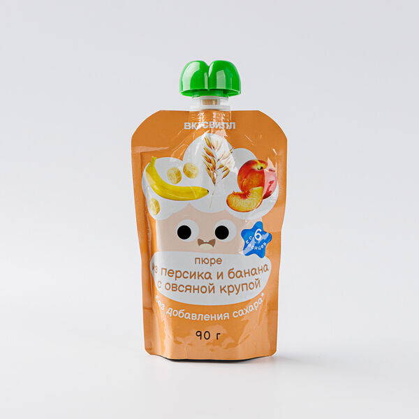 Пюре из персика и банана с овсяной крупой, 90 г