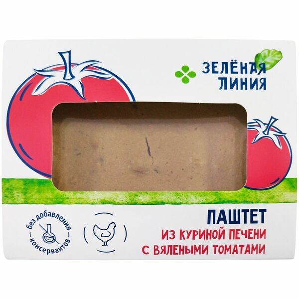 Паштет из куриной печени с вялеными томатами запечённый Зелёная Линия, 180г