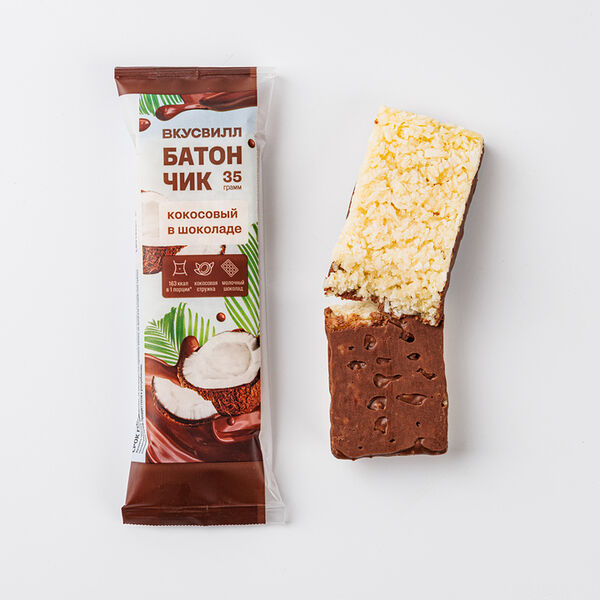 Батончик ВкусВилл кокосовый в шоколаде 35 г