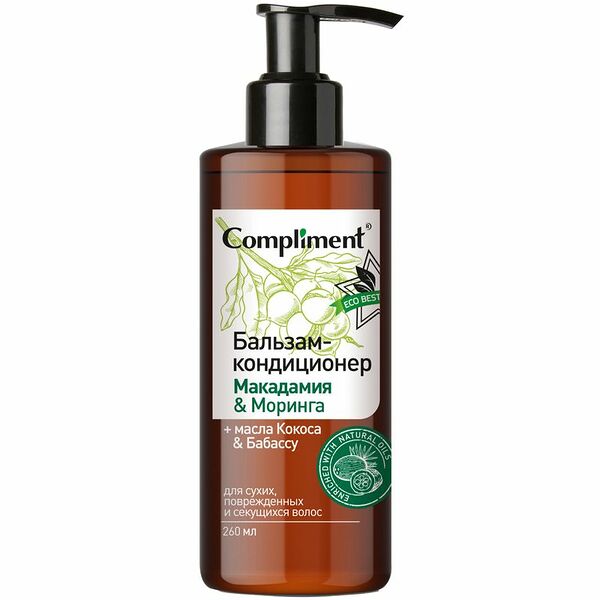 Бальзам-кондиционер Compliment eco best макадамия и моринга для сухих поврежденных волос, 260мл