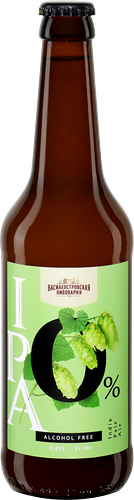 Пиво светлое безалкогольное Василеостровская пивоварня Ipa нефильтрованное пастеризованное не более 0,5%, 0.45л