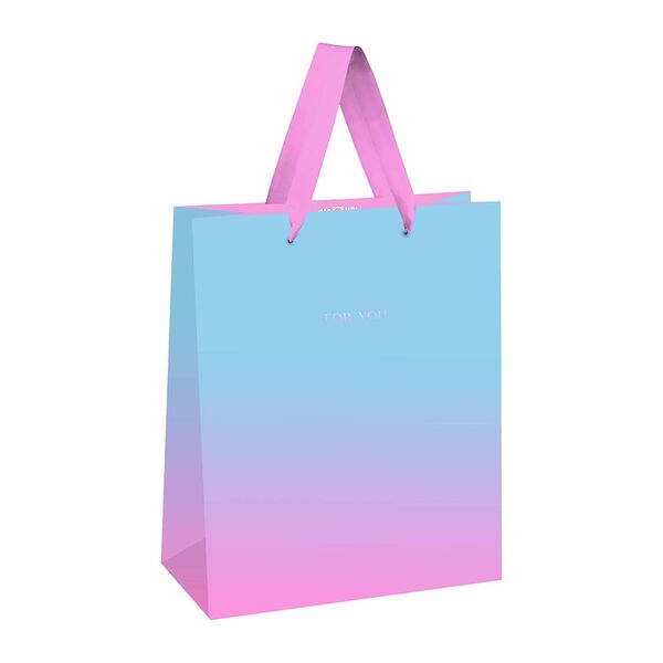 Пакет подарочный Meshu Duotone Light blue-Pink gradient 26х32х12 см матовая ламинация
