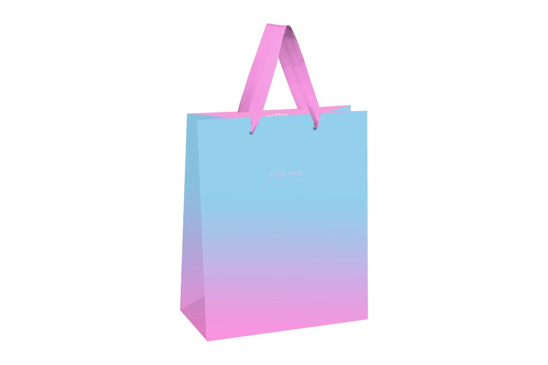 

Пакет подарочный Meshu Duotone Light blue-Pink gradient 26х32х12 см матовая ламинация