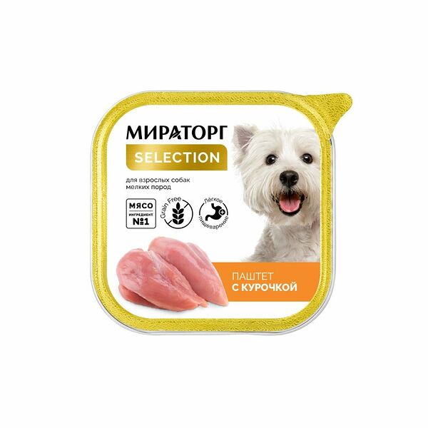 Влажный корм для собак Мираторг Selection Паштет с курочкой