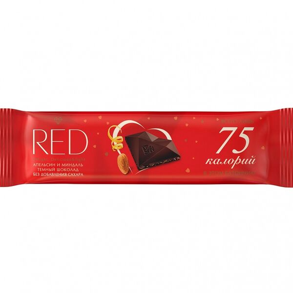 Шоколад Red Темный Апельсин и Миндаль без сахара, 26 г