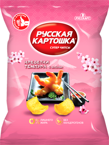 

Чипсы Русская картошка картофельные со вкусом креветки темпура с васаби 105 г