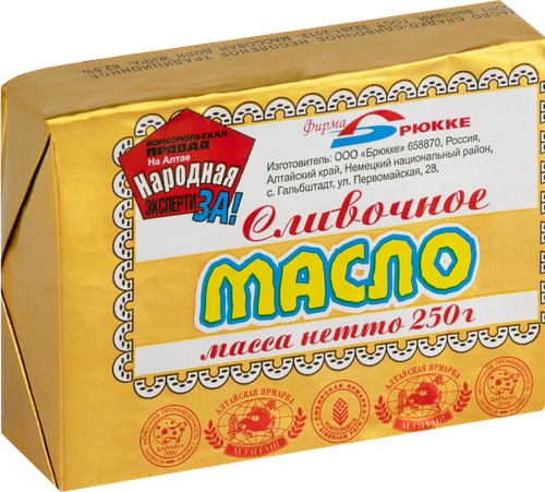 

Масло сладкосливочное Брюкке 82,5% 250 г