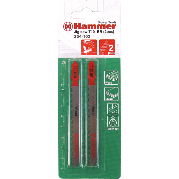 Пилка для лобзика HAMMER Flex по дереву, 74мм, 2шт