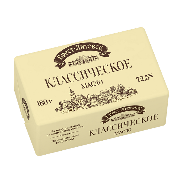 Масло Брест-Литовск сладкосливочное несоленое 72.5% 180 г
