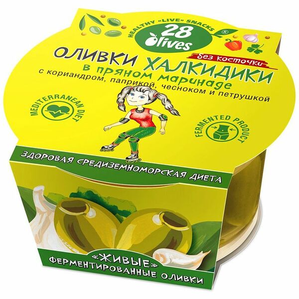 Оливки 28Olives Халкидики без косточки в маринаде, 150г