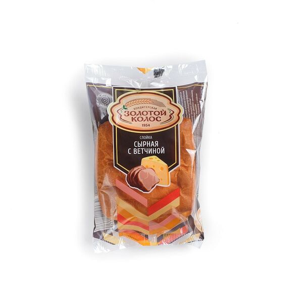 Слойка Золотой колос сырная с ветчиной, 70 г