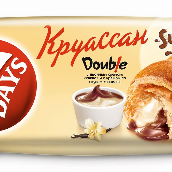 Круассан 7DAYS Super max c двойным кремом какао и с кремом со вкусом ваниль, 110 г
