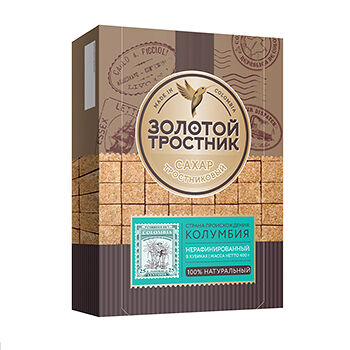Сахар Золотой тростник тростниковый в кубиках 400г