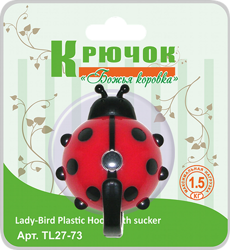

Крючок Мультидом Божья Коровка на присоске, цвет в ассортименте, Арт. TL27-73