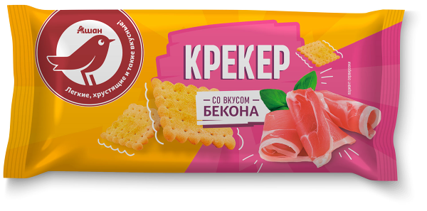 Крекеры АШАН Красная птица со вкусом бекона, 50 г