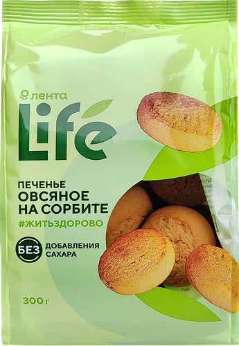Печенье овсяное Лента Life на сорбите, 300г