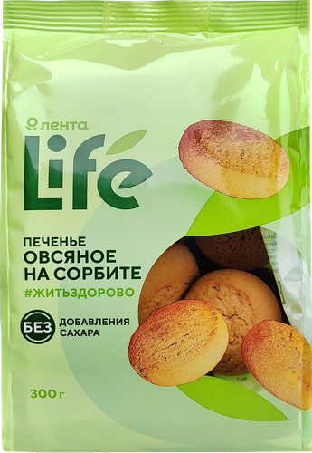 

Печенье овсяное Лента Life на сорбите, 300г