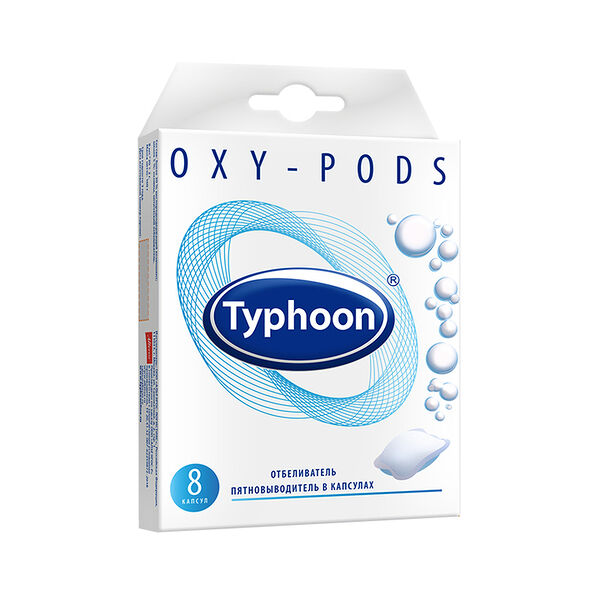 Отбеливатель-пятновыводитель Typhoon Oxy-Pods, 8 шт.