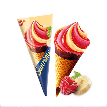 Мороженое Sunreme Малина-Банан в вафельном рожке 8%, 78г