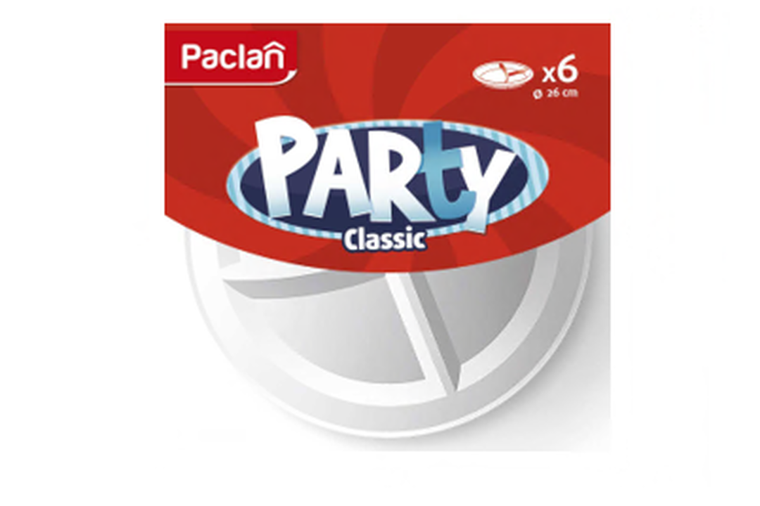 

Тарелки пластиковые трехсекционные Paclan 6 шт 26 см