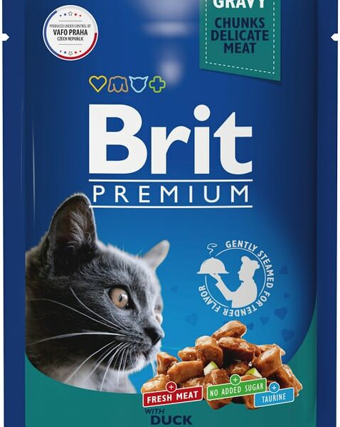 Влажный корм для кошек Brit Premium с уткой в соусе 85г