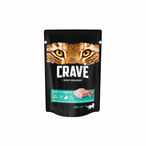 Корм консервированный для взрослых кошек CRAVE Кролик