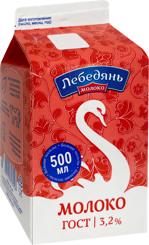 

Молоко ЛебедяньМолоко пастеризованное 3.2% 500 мл
