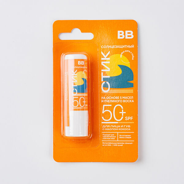 Стик солнцезащитный ВкусВилл для лица и губ с маслом кокоса SPF 50+