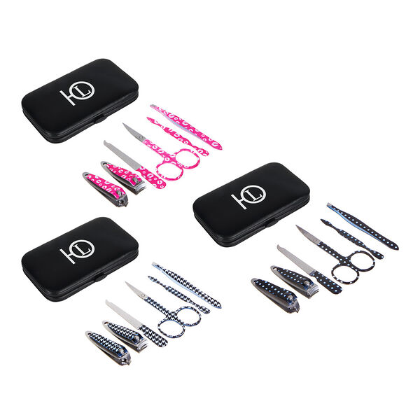 Юниlook набор маникюрный 6 предметов, сталь, металл, пу, 10,7х6см, 3 дизайна, пр-21