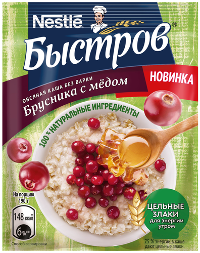 

Каша Быстров Овсяная брусника-мед 40 г