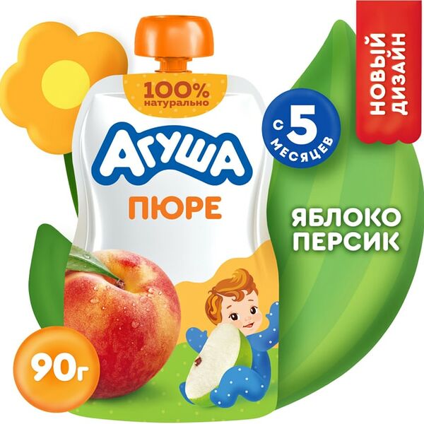Пюре Агуша Яблоко-персик 90г